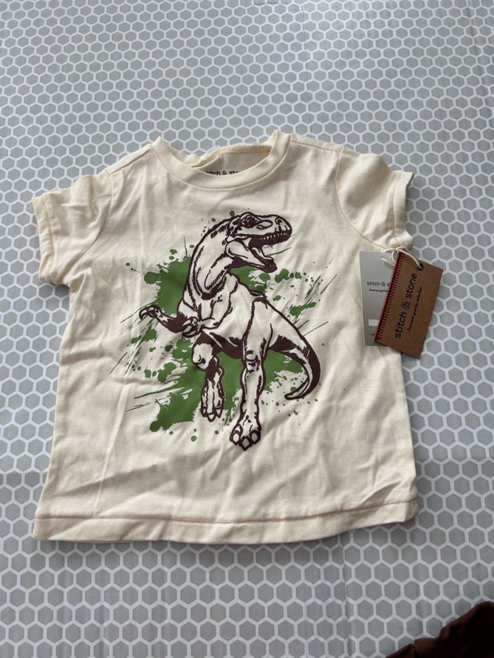 NWT Stitch & Stone Cream Short Sleeve Tee and Matching Carpenter Pants Size 2T - Picture 2 of 6